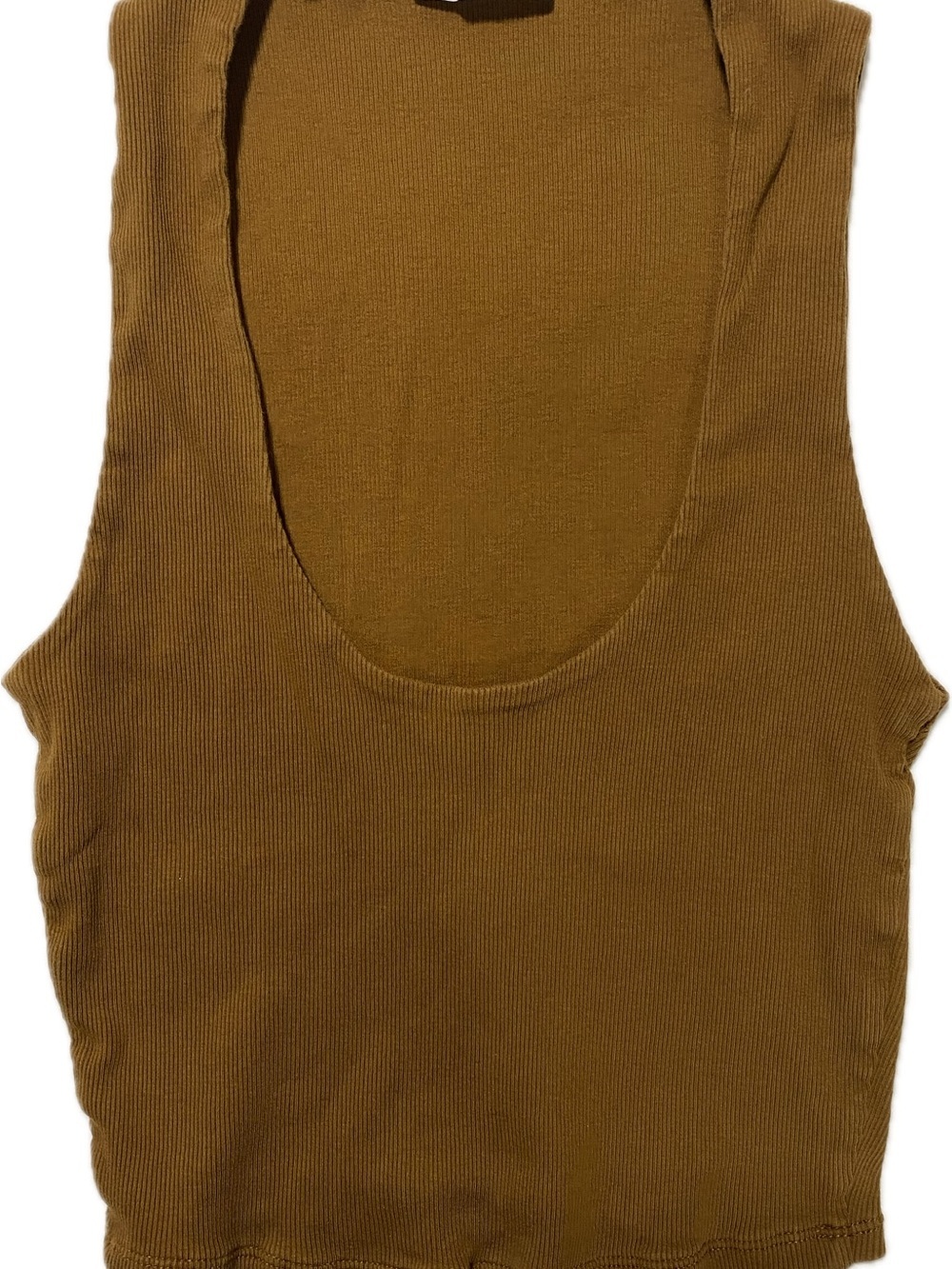 Zara Ribbed Scoop Crop Tank Top - Mustard